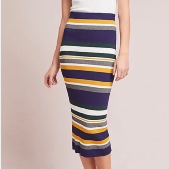 Anthropologie Callahan striped maxi skirt size M business casual convertible - Picture 3 of 12